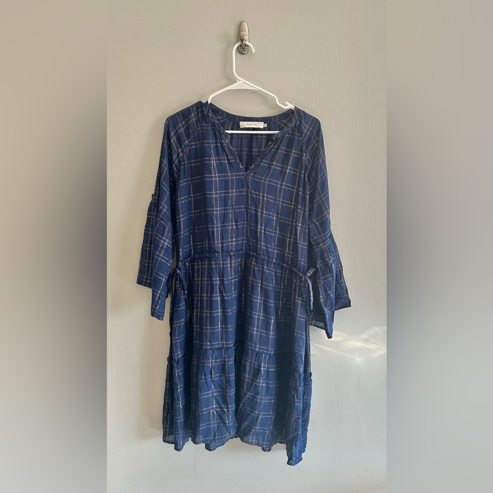Munthe Oversized Tiered Metallic Mini Dress Size 34 EU Small US